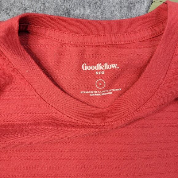 Goodfellow Men T shirt Small Textured Standard Fit Casual Orange Short Sleeve - Picture 2 of 6
